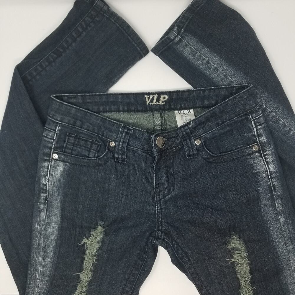 VIP‎ Skinny Distressed Dark Blue Jeans Size 5/6